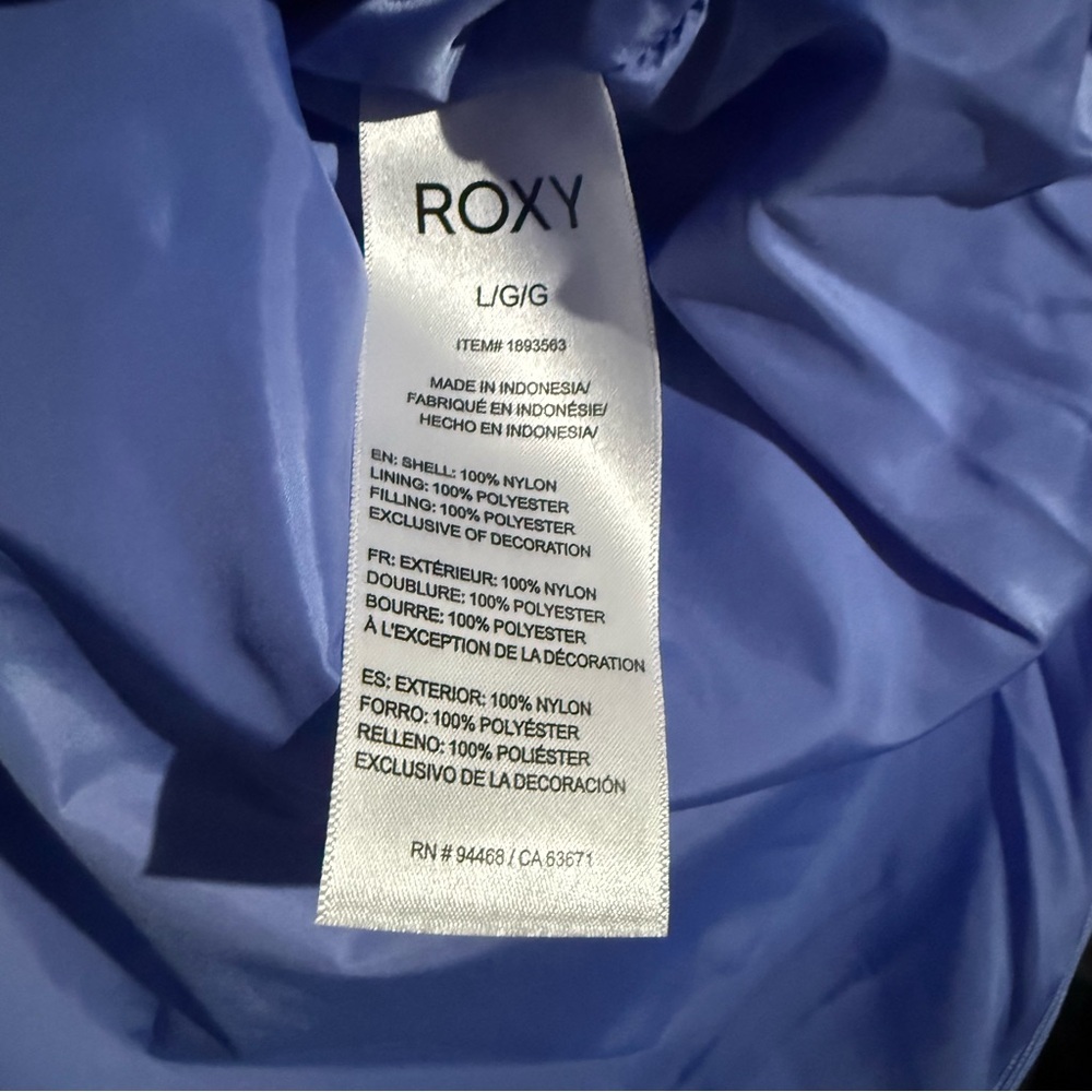 Roxy Women's Quilted Jacket, Blue, Size Large - Picture 5 of 5